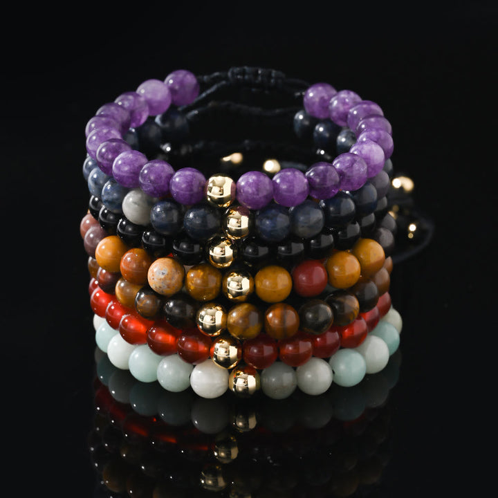 Bracciale intrecciato con perline regolabili in cristallo naturale Olivenorma - image 17