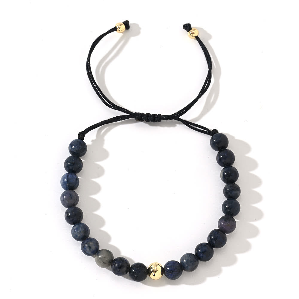 Bracciale intrecciato con perline regolabili in cristallo naturale Olivenorma - Sodalite - image 6
