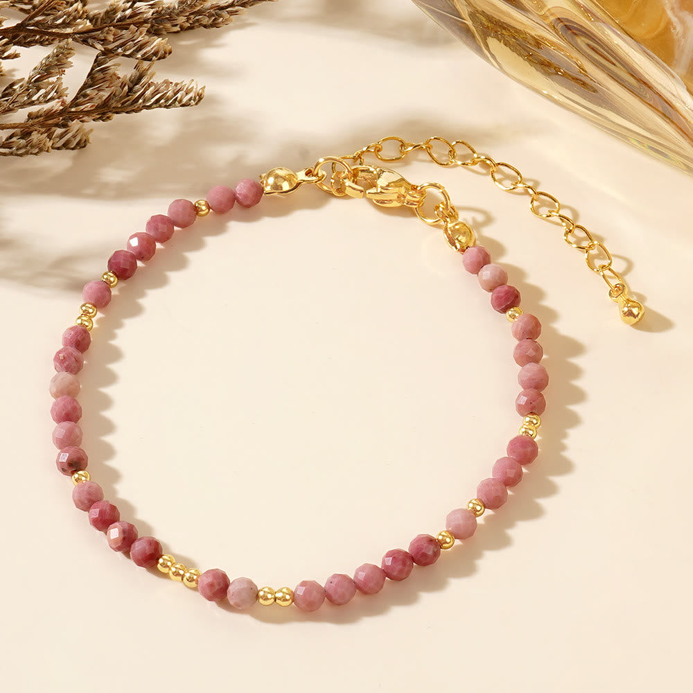 Bracciale regolabile Olivenorma con mini perle sfaccettate e pietre preziose naturali - Rodocrosite - image 16