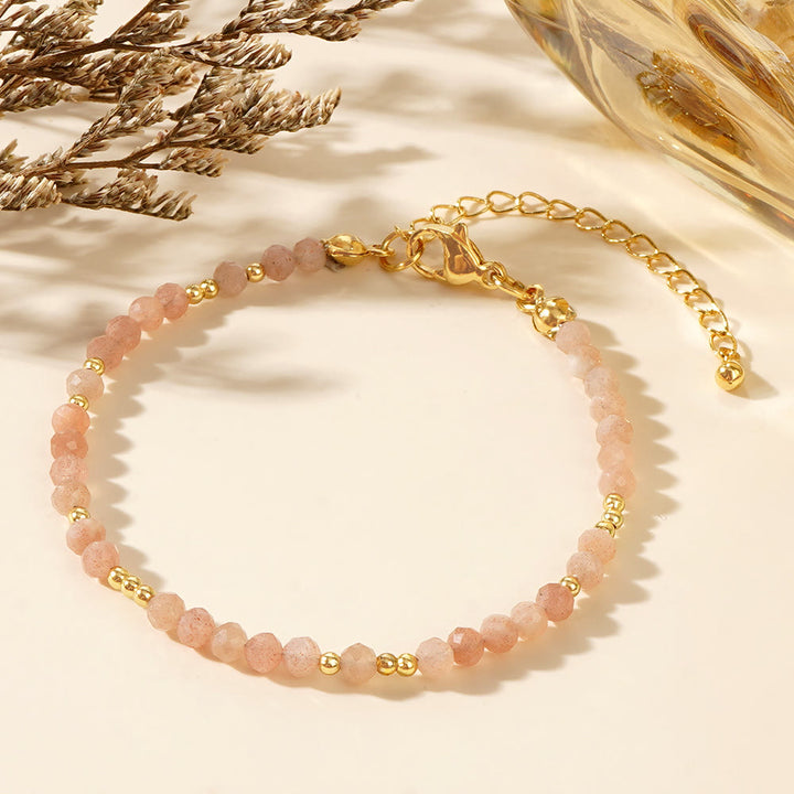 Bracciale regolabile Olivenorma con mini perle sfaccettate e pietre preziose naturali - Quarzo fragola - image 19