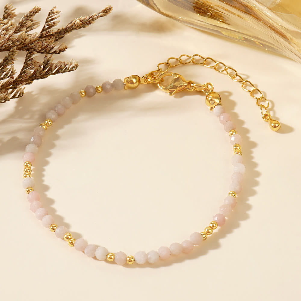 Bracciale regolabile Olivenorma con mini perle sfaccettate e pietre preziose naturali - Quarzo rosa - image 22
