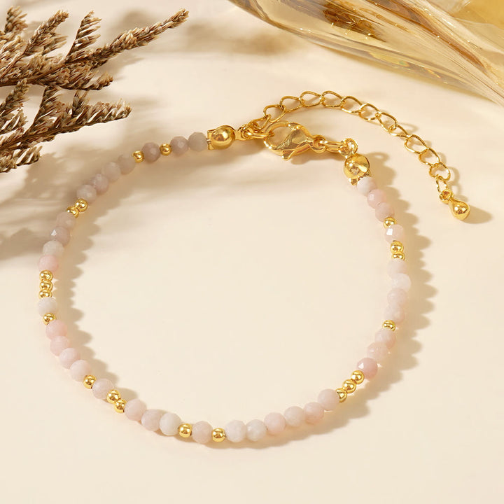 Bracciale regolabile Olivenorma con mini perle sfaccettate e pietre preziose naturali - Quarzo rosa - image 22