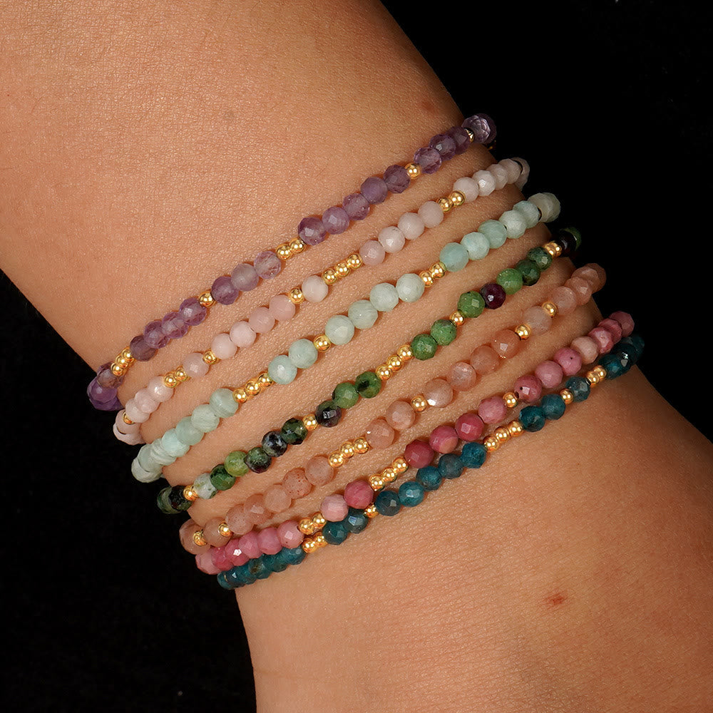 Bracciale regolabile Olivenorma con mini perle sfaccettate e pietre preziose naturali - image 26