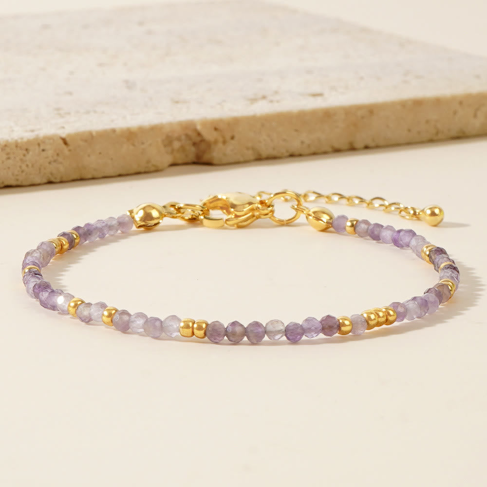 Bracciale regolabile Olivenorma con mini perle sfaccettate e pietre preziose naturali - image 3