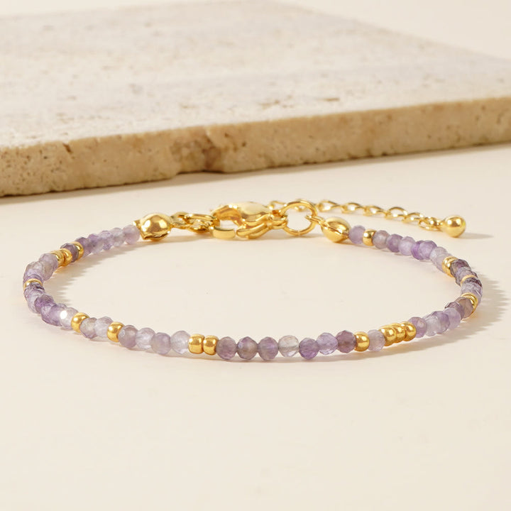 Bracciale regolabile Olivenorma con mini perle sfaccettate e pietre preziose naturali - image 3