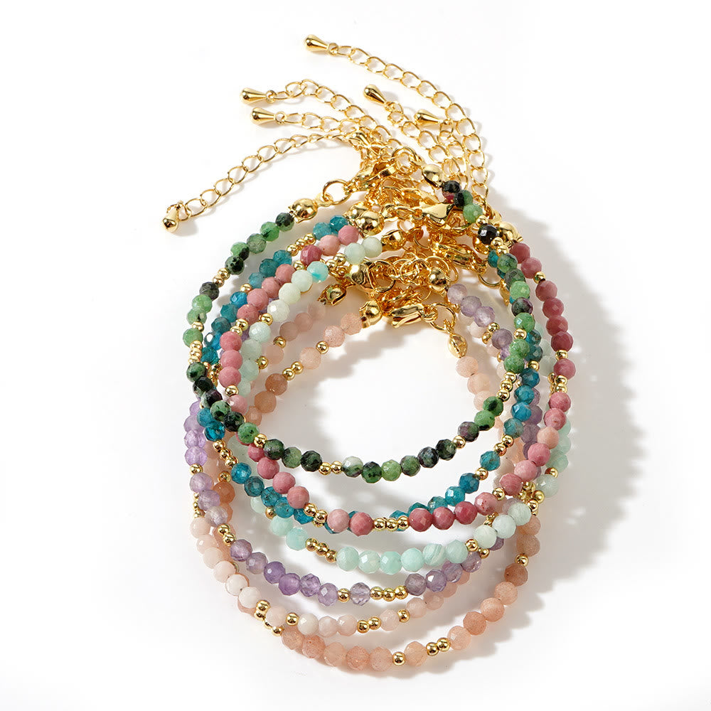 Bracciale regolabile Olivenorma con mini perle sfaccettate e pietre preziose naturali - image 25