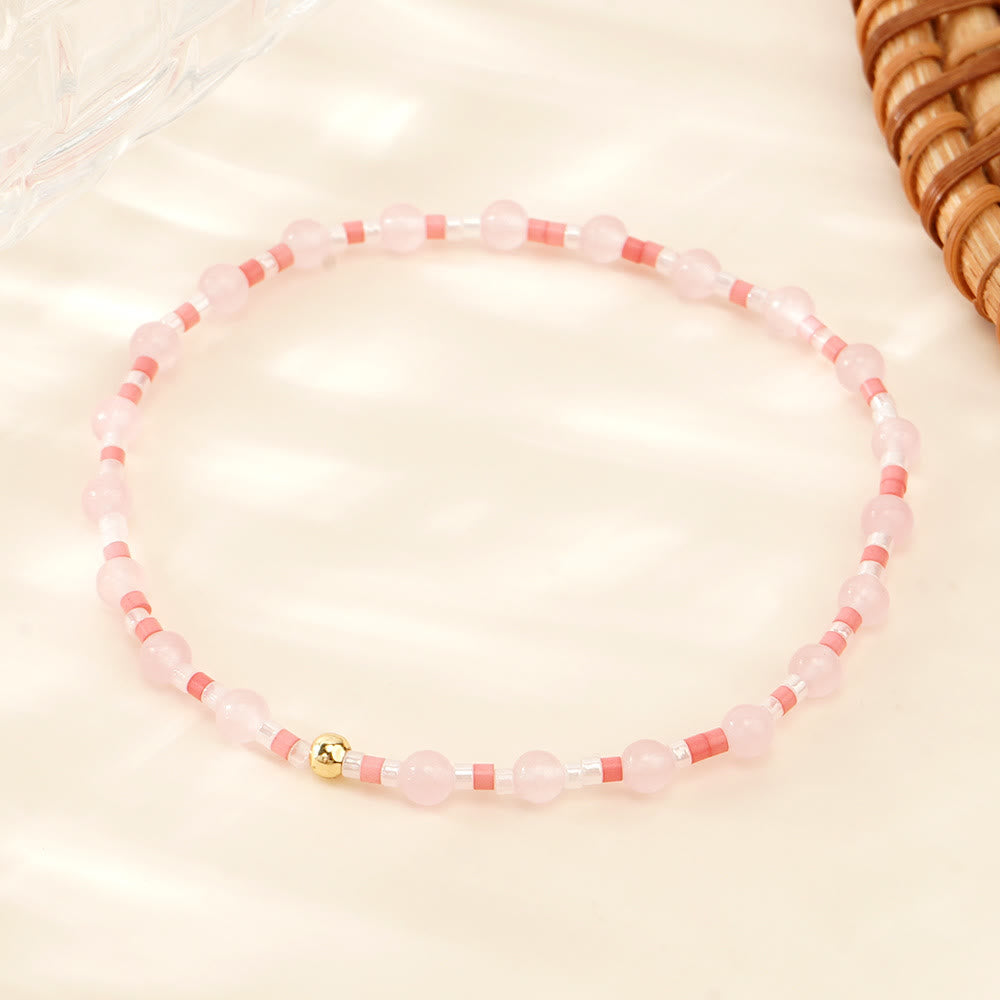 Bracciale elastico Olivenorma Mini Beads Gemstone - Quarzo rosa - image 12