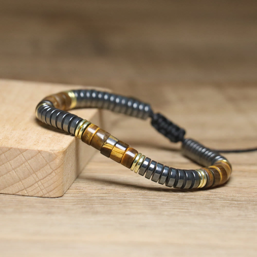 Bracciale intrecciato con perline regolabili in cristallo naturale Olivenorma - image 5