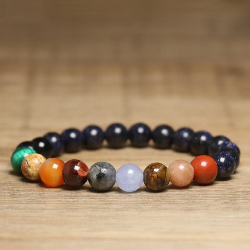 Bracciale Olivenorma con perline di pietre preziose naturali colorate da 8 mm - Pietra naturale - image 1