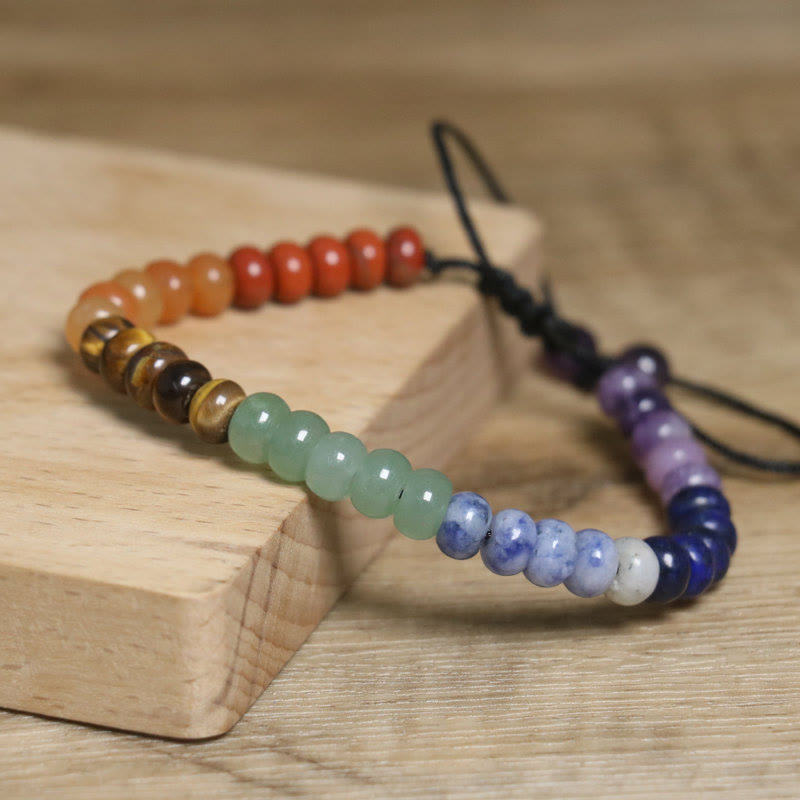 Bracciale intrecciato regolabile in pietra naturale di cristallo dei chakra Olivenorma - image 2