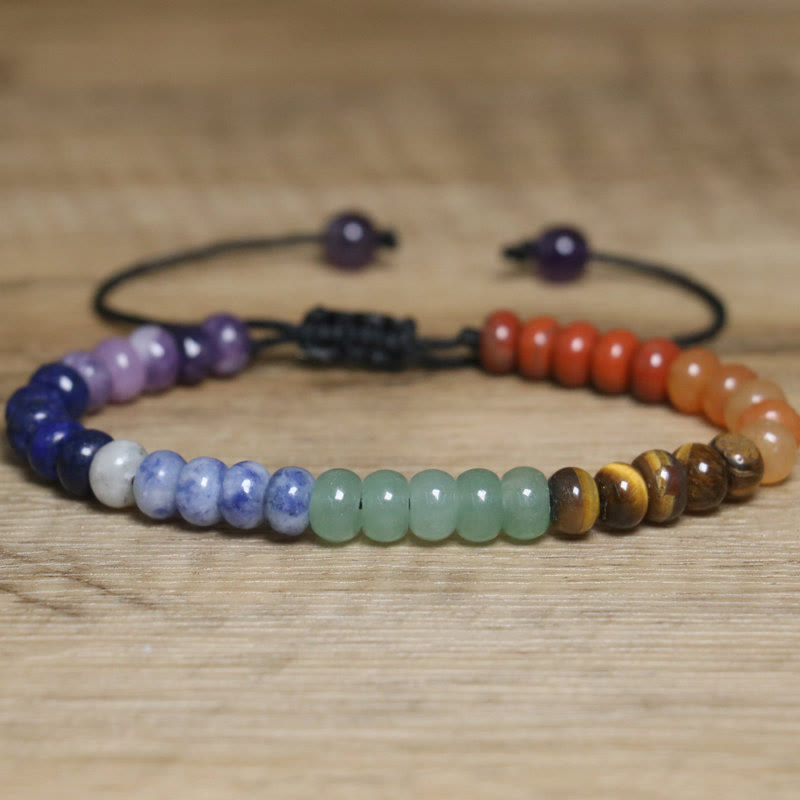 Bracciale intrecciato regolabile in pietra naturale di cristallo dei chakra Olivenorma - Pietra dei chakra - image 1