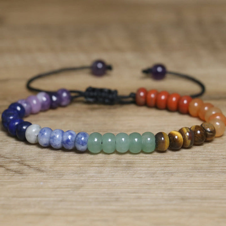 Bracciale intrecciato regolabile in pietra naturale di cristallo dei chakra Olivenorma - Pietra dei chakra - image 1
