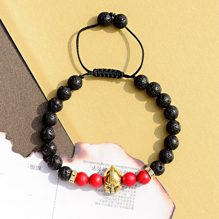 Bracciale Olivenorma con elmo da guerriero spartano regolabile da 8 mm con pietre preziose - image 2