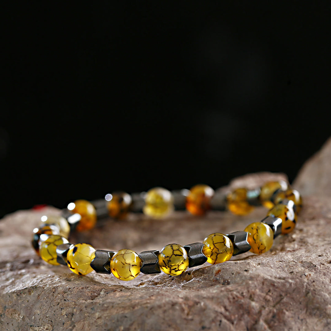 Braccialetto elasticizzato con perline di ematite e pietra lavica Olivenorma da 8 mm - image 5