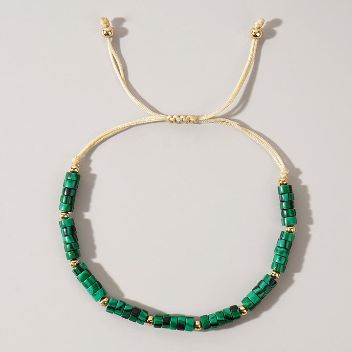 Braccialetto regolabile con perline di cristallo naturale Olivenorma da 3 mm con mini gemme - Malachite - image 5