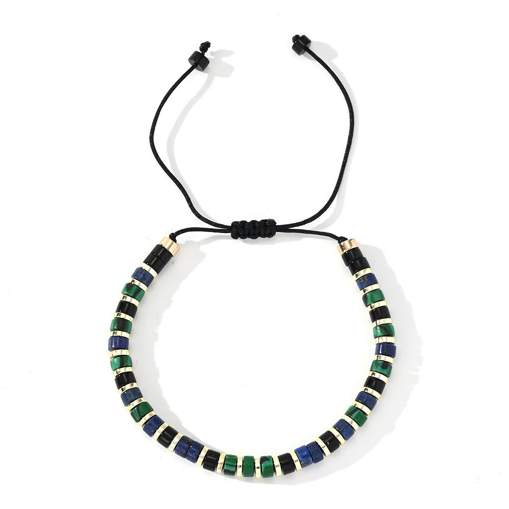 Braccialetto alla moda con perline Olivenorma Mini in ematite e pietre preziose - Malachite+Ossidiana+Lapislazzuli+Ematite - image 6