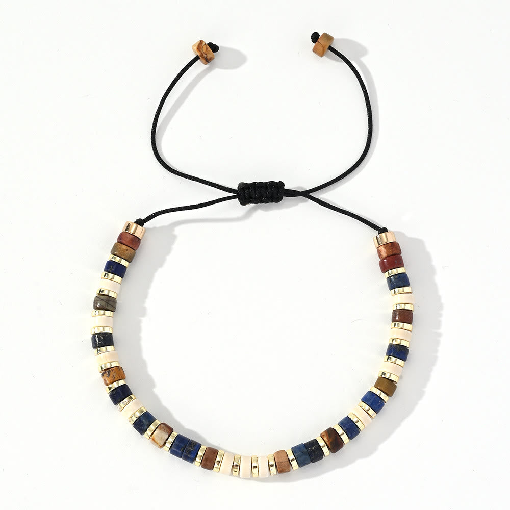 Braccialetto alla moda con perline Olivenorma Mini in ematite e pietre preziose - Lapislazzuli + giada bianca + ematite - image 2