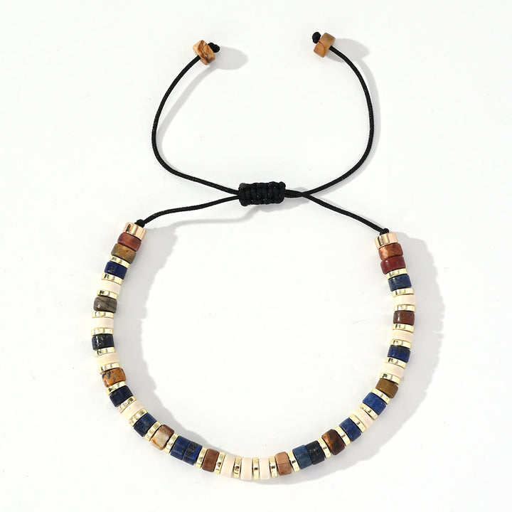 Braccialetto alla moda con perline Olivenorma Mini in ematite e pietre preziose - Lapislazzuli + giada bianca + ematite - image 2