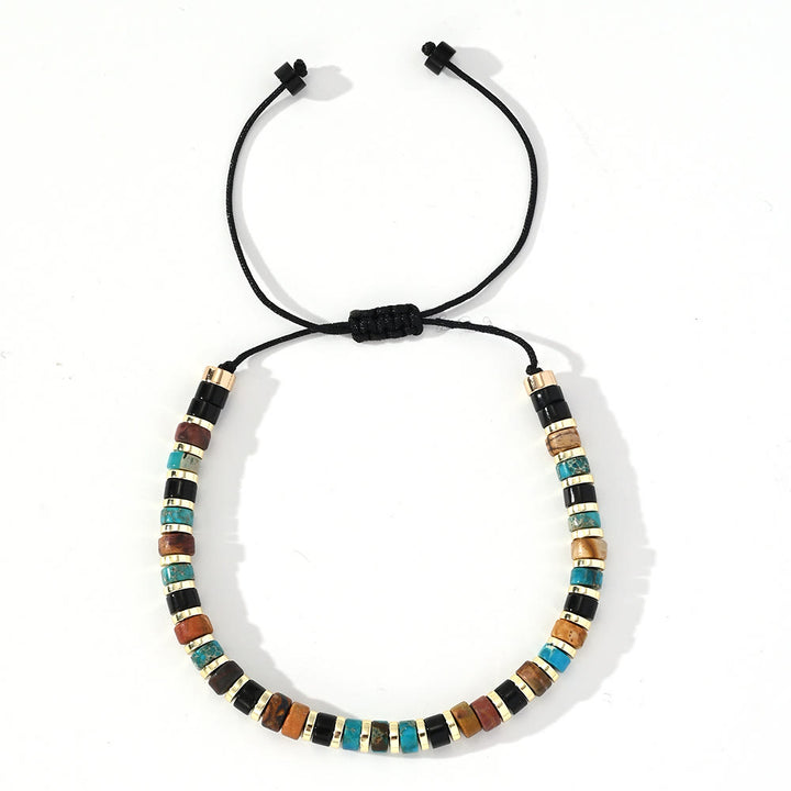 Braccialetto alla moda con perline Olivenorma Mini in ematite e pietre preziose - Turchese + Ossidiana + Diaspro figurato - image 14