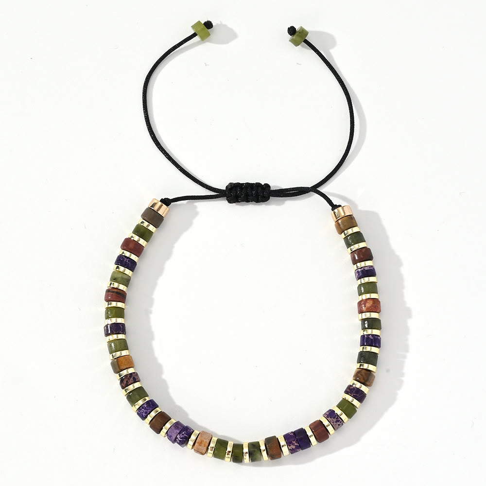 Braccialetto alla moda con perline Olivenorma Mini in ematite e pietre preziose - Pietra dell'imperatore viola + giada verde + ematite - image 9