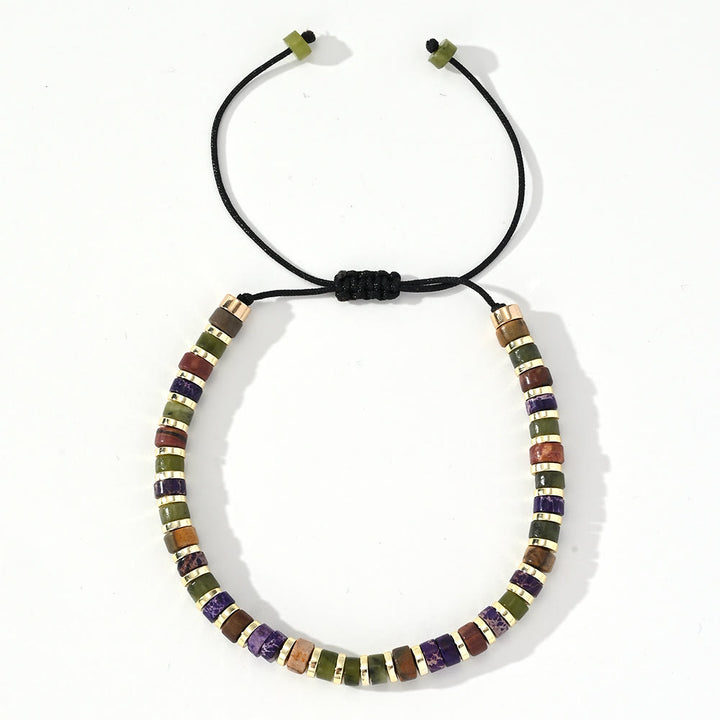 Braccialetto alla moda con perline Olivenorma Mini in ematite e pietre preziose - Pietra dell'imperatore viola + giada verde + ematite - image 9
