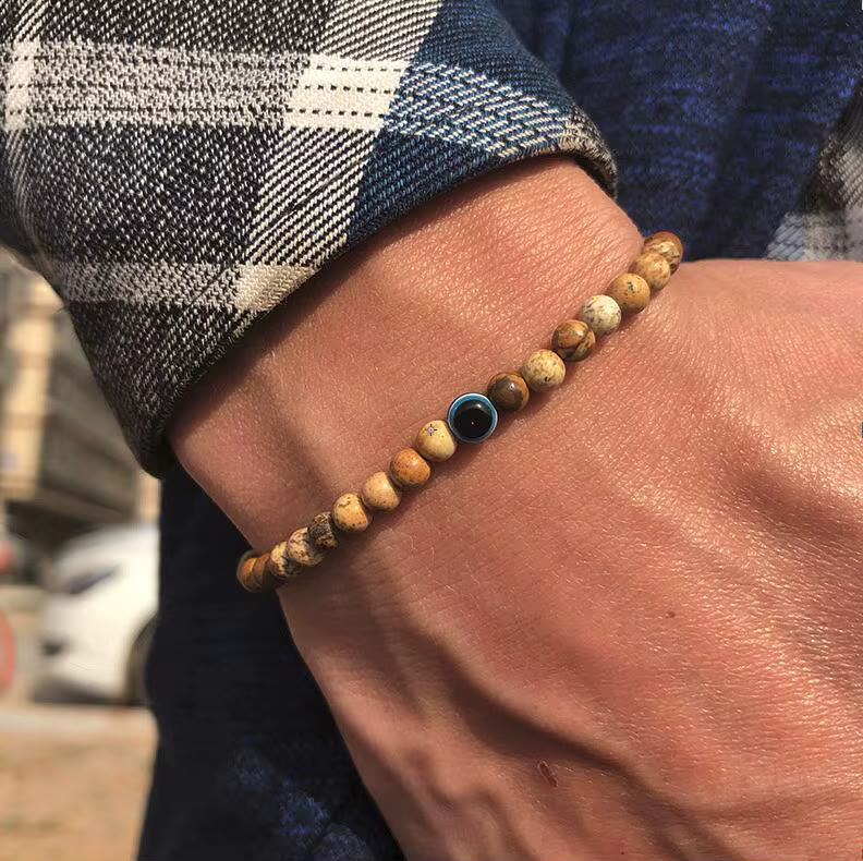Braccialetto di perline Olivenorma con pietra naturale rotonda anti-malocchio da 6 mm/8 mm - 8 millimetri - Immagine Jasper - image 8