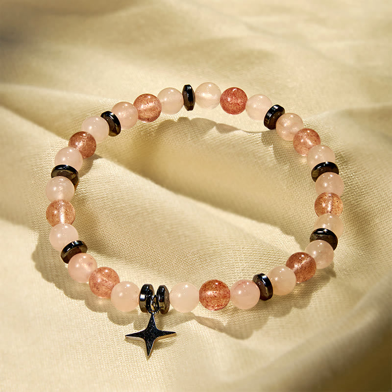 Bracciale Olivenorma "Love Blooms" in quarzo rosa e quarzo fragola