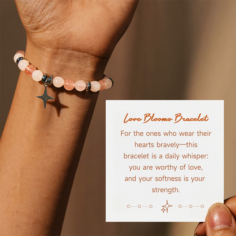 Bracciale Olivenorma "Love Blooms" in quarzo rosa e quarzo fragola
