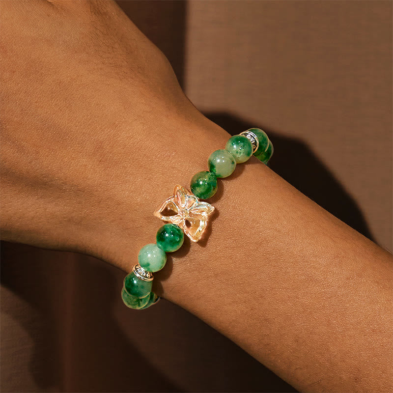 Bracciale Olivenorma "Crescita e Fortuna" in quarzo fantasma verde