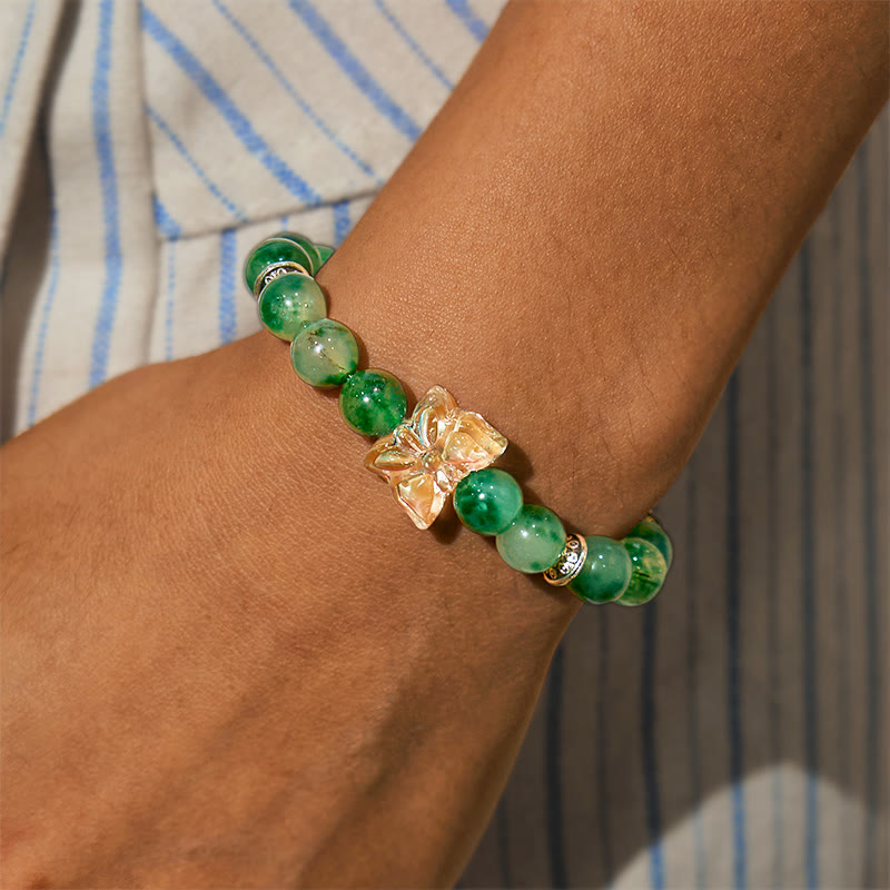 Bracciale Olivenorma "Crescita e Fortuna" in quarzo fantasma verde