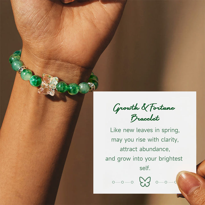 Bracciale Olivenorma "Crescita e Fortuna" in quarzo fantasma verde