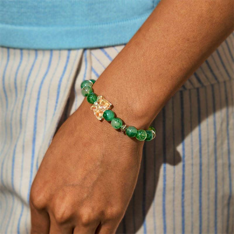Bracciale Olivenorma "Crescita e Fortuna" in quarzo fantasma verde