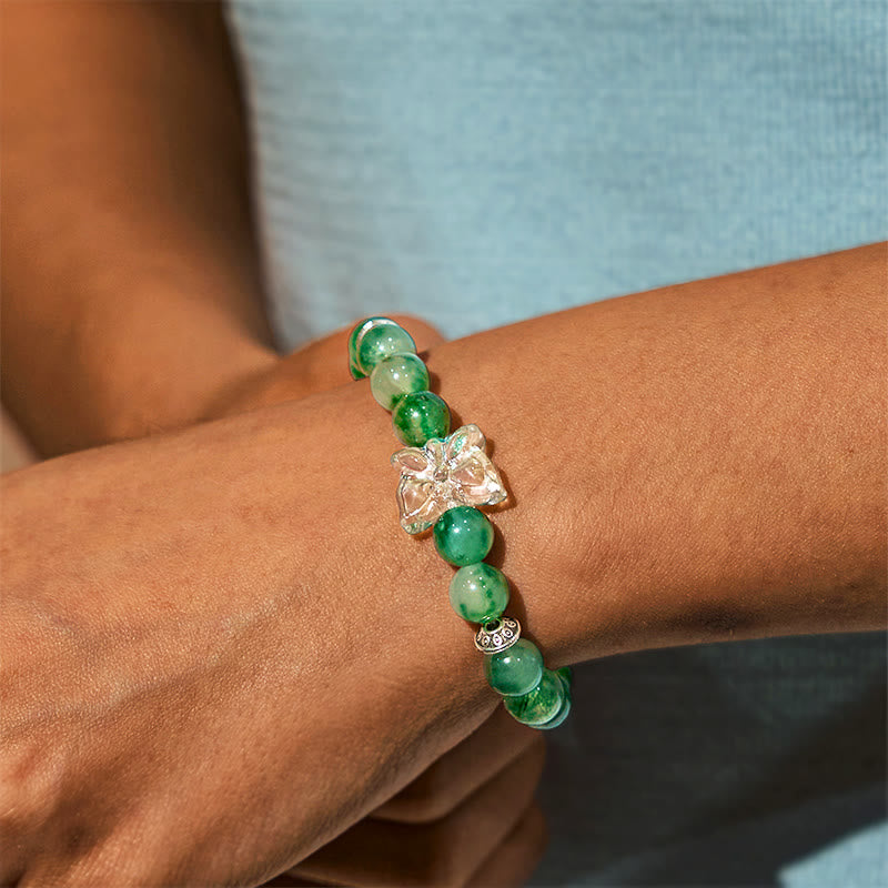 Bracciale Olivenorma "Crescita e Fortuna" in quarzo fantasma verde