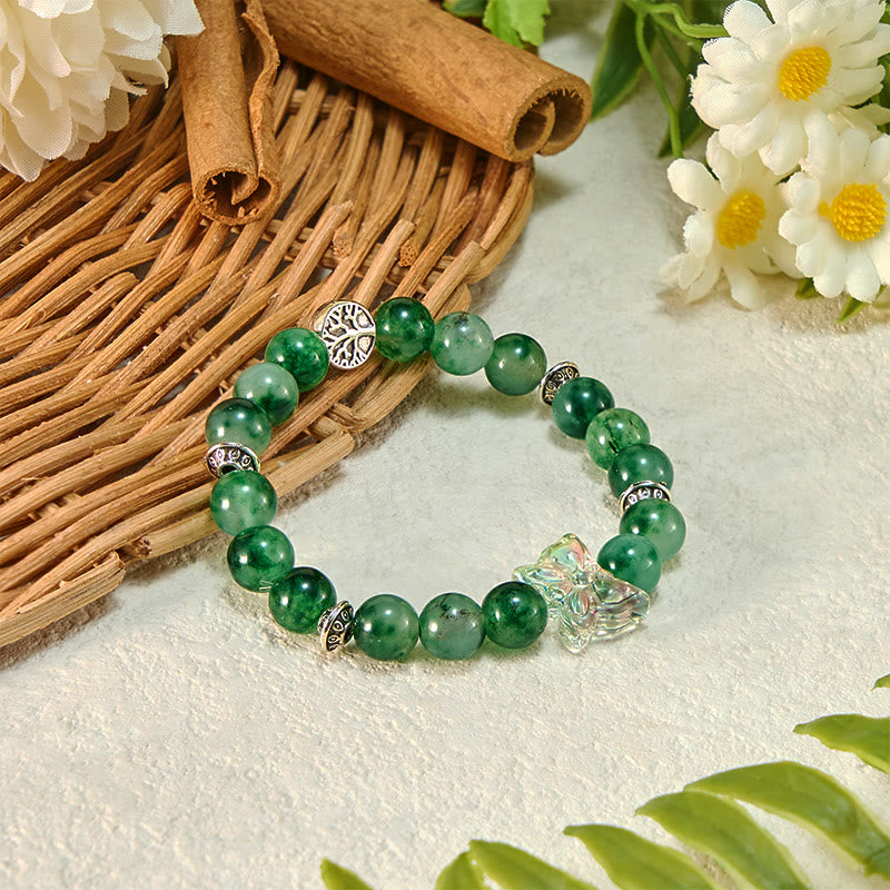 Bracciale Olivenorma "Crescita e Fortuna" in quarzo fantasma verde