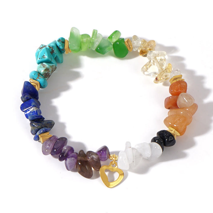 Bracciale elastico a croce con ghiaia arcobaleno e cristalli curativi Olivenorma - image 7