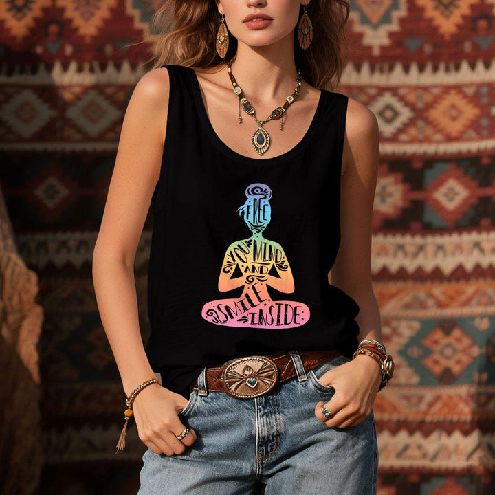 Olivenorma "LIBERA LA TUA MENTE E SORRIDI DENTRO" Canotta per la meditazione sui chakra - image 8