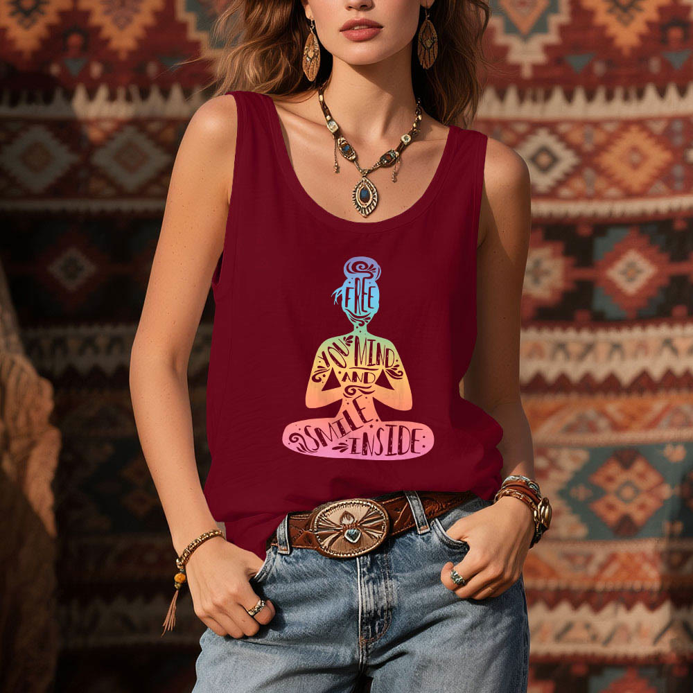 Olivenorma "LIBERA LA TUA MENTE E SORRIDI DENTRO" Canotta per la meditazione sui chakra - image 1