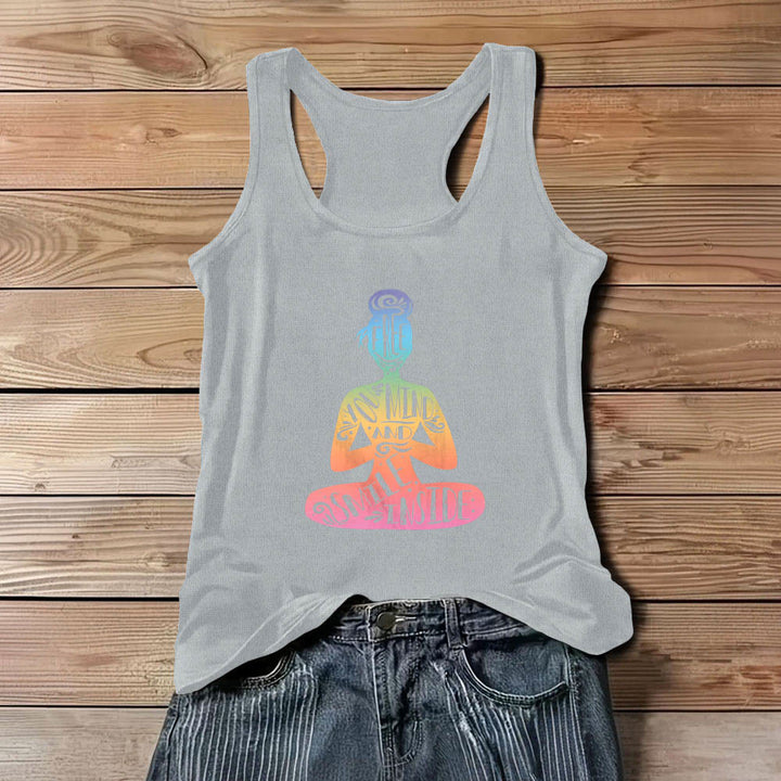 Olivenorma "LIBERA LA TUA MENTE E SORRIDI DENTRO" Canotta per la meditazione sui chakra - Grigio - 3XL - image 10