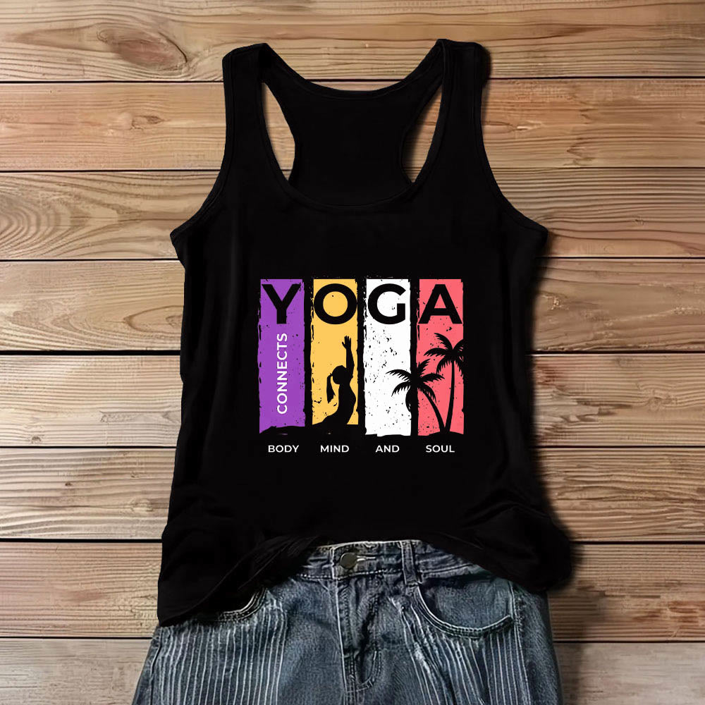 Olivenorma "YOGA CONNETTE CORPO, MENTE E ANIMA" Canotta grafica da donna - Nero - 3XL - image 1