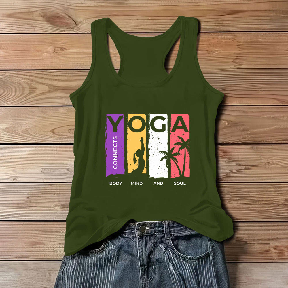 Olivenorma "YOGA CONNETTE CORPO, MENTE E ANIMA" Canotta grafica da donna - Verde - 3XL - image 6