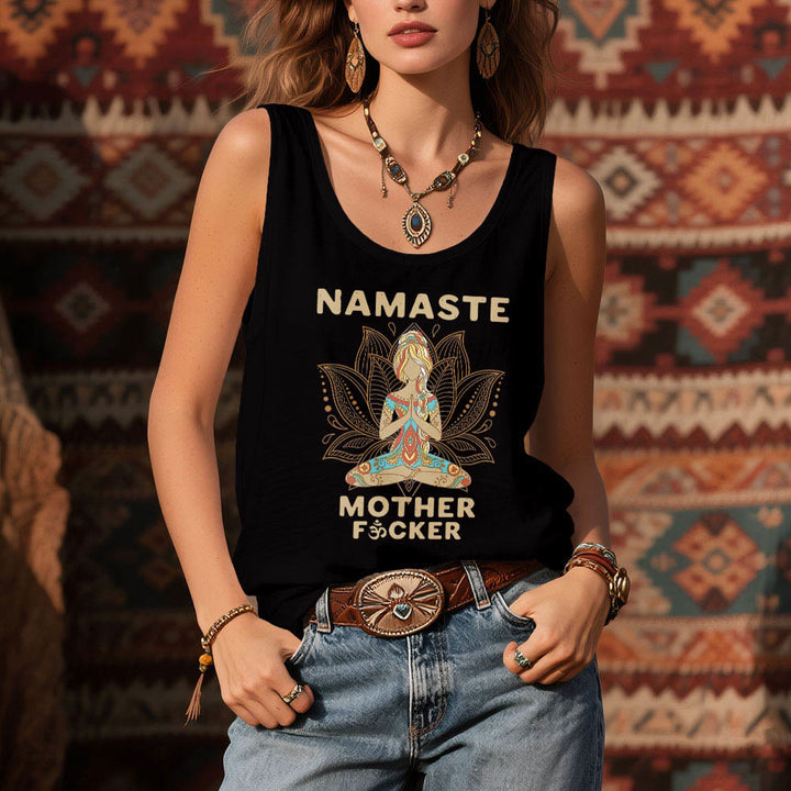 Olivenorma "NAMASTE MOTHER F*CKER" Canotta spirituale da meditazione con loto - image 1