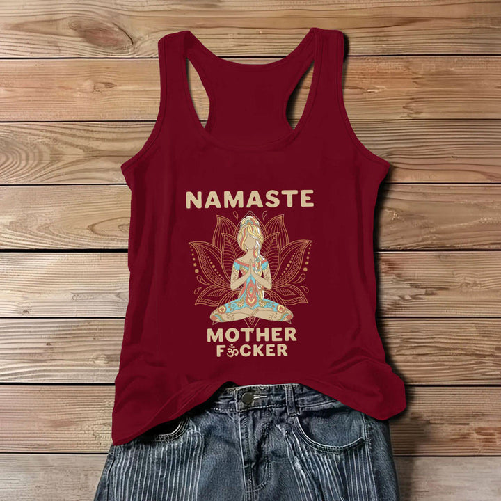 Olivenorma "NAMASTE MOTHER F*CKER" Canotta spirituale da meditazione con loto - Rosso - 3XL - image 9