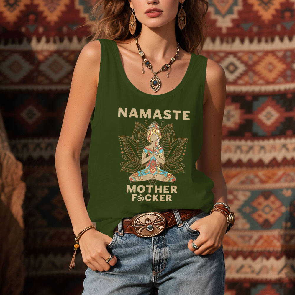 Olivenorma "NAMASTE MOTHER F*CKER" Canotta spirituale da meditazione con loto - image 13