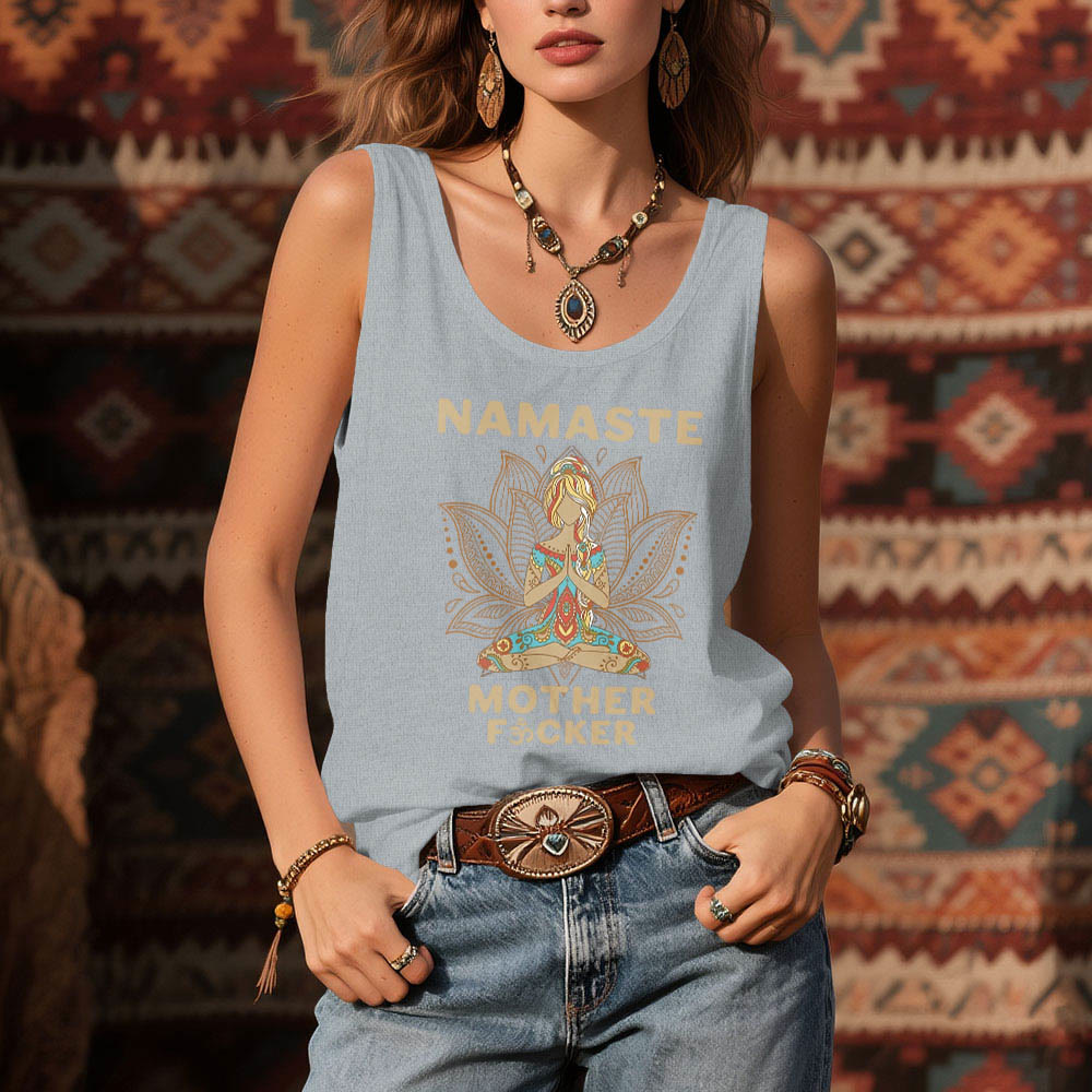 Olivenorma "NAMASTE MOTHER F*CKER" Canotta spirituale da meditazione con loto - image 8