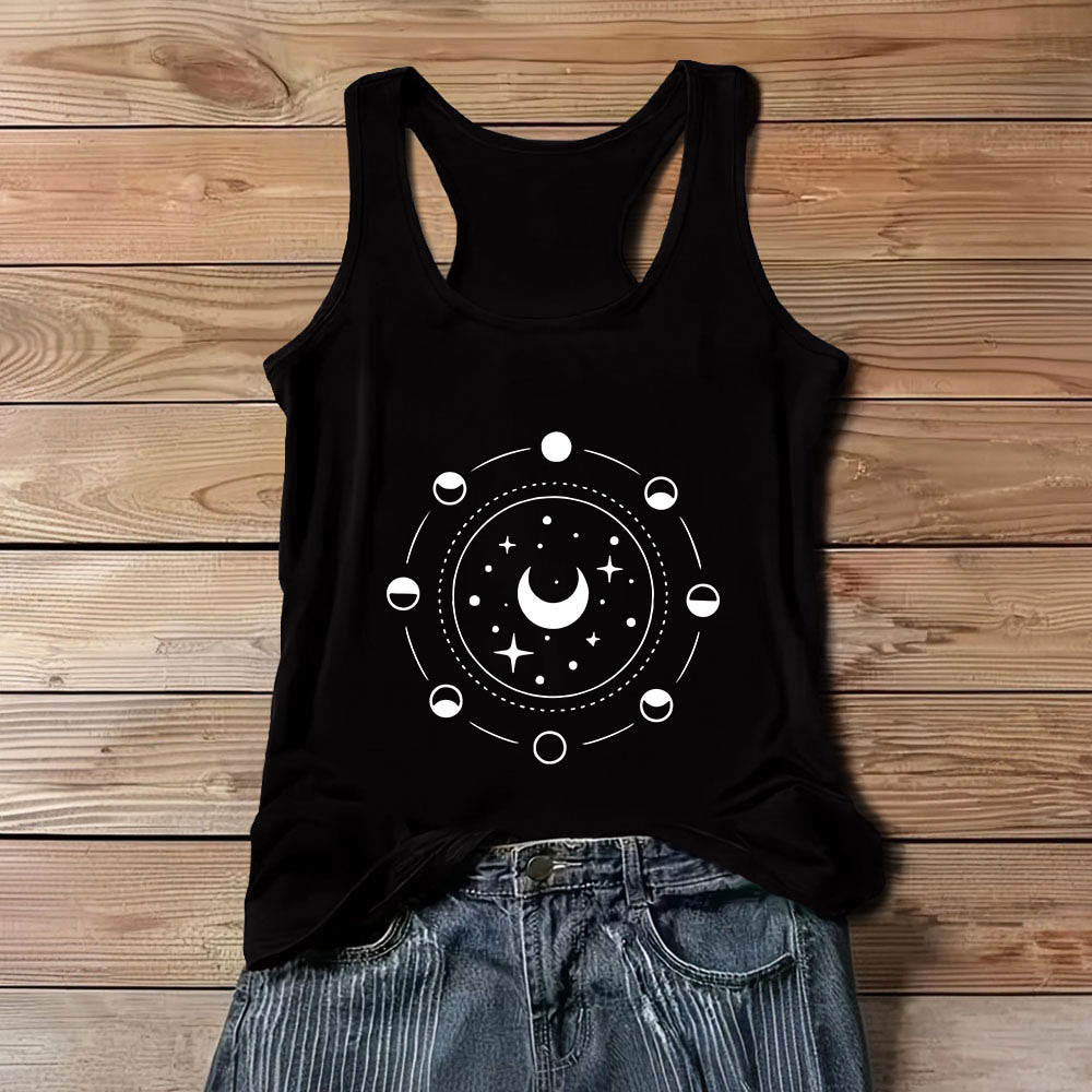 Canotta da donna con schiena scoperta e fasi lunari celestiali Olivenorma - Nero - 3XL - image 0