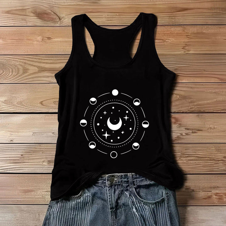 Canotta da donna con schiena scoperta e fasi lunari celestiali Olivenorma - Nero - 3XL - image 0