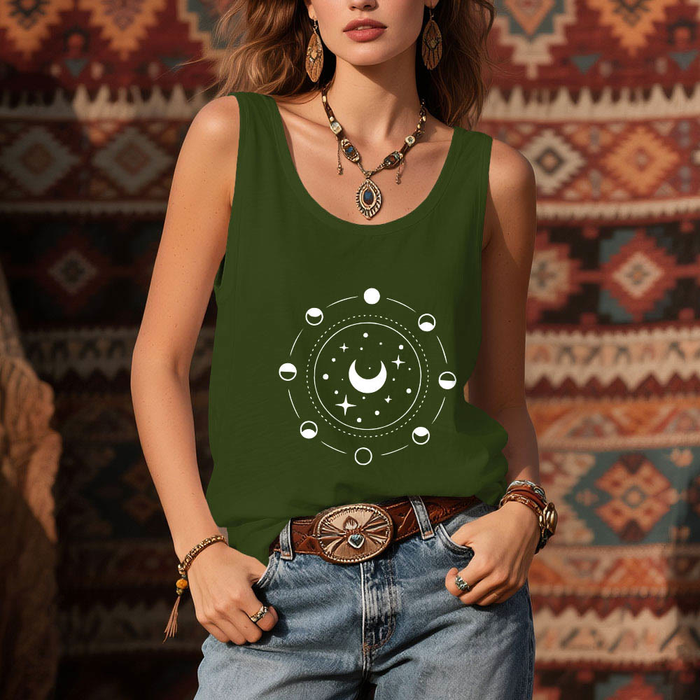 Canotta da donna con schiena scoperta e fasi lunari celestiali Olivenorma - image 13