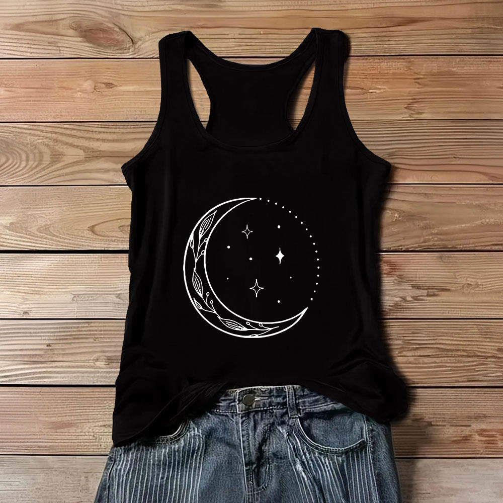 Olivenorma Canotta Yoga da Donna con Mezzaluna e Stelle Celesti - Nero - 3XL - image 0