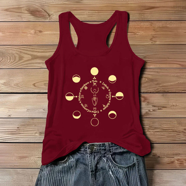 Olivenorma Ruota dell'Anno Fasi Lunari Dea Canotta Potere Femminile - Rosso - 3XL - image 9