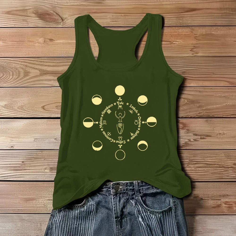 Olivenorma Ruota dell'Anno Fasi Lunari Dea Canotta Potere Femminile - Verde - 3XL - image 10